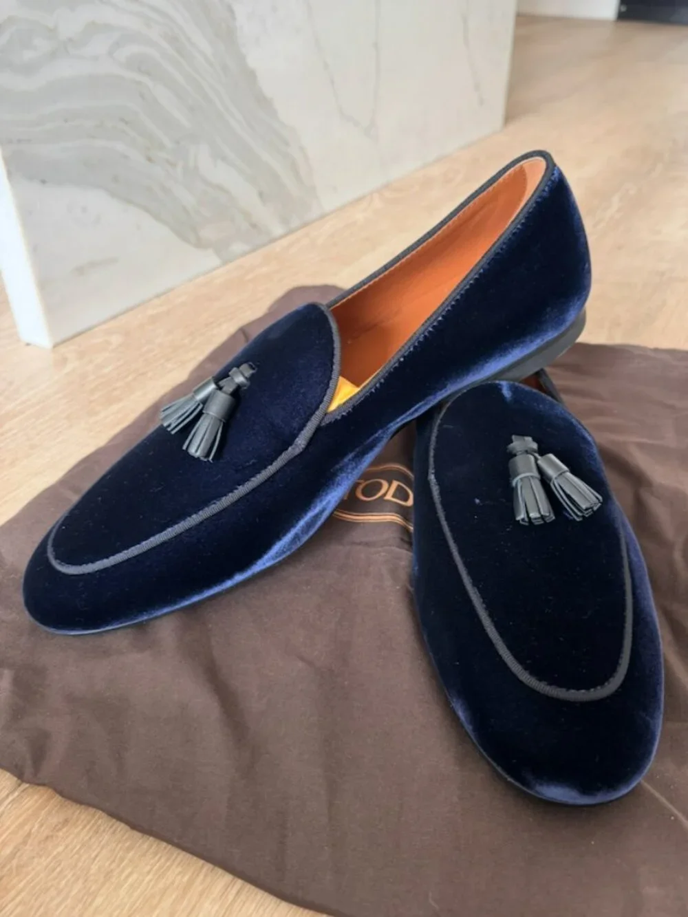 BRAND NEW Tod's Blue Suede Tassel-Detailed Loafers in Size 9